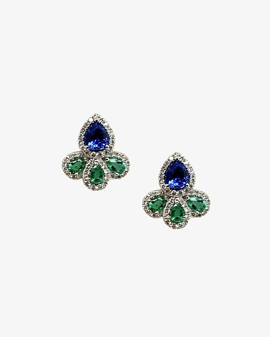 Blue Sapphire and Emerald Drop Earrings