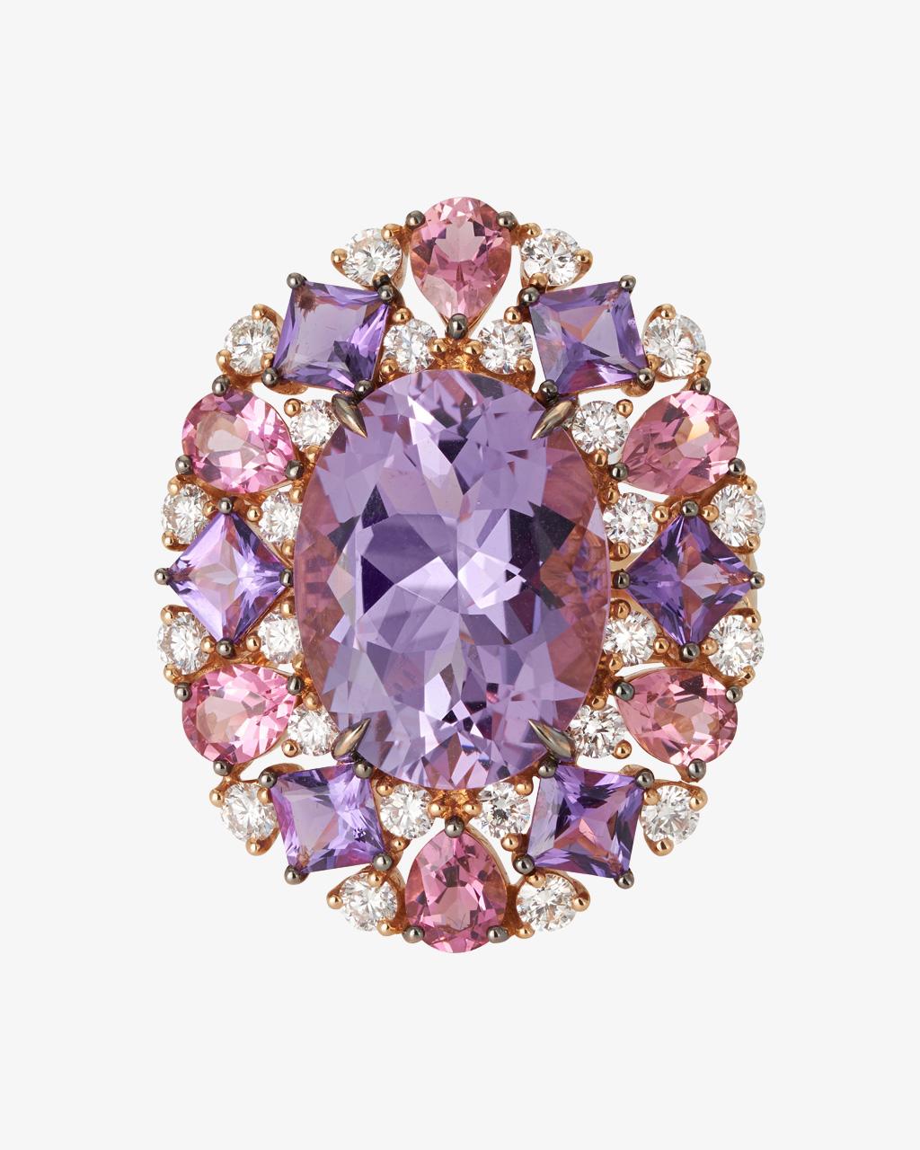 Amethyst and Pink Tourmaline Ring