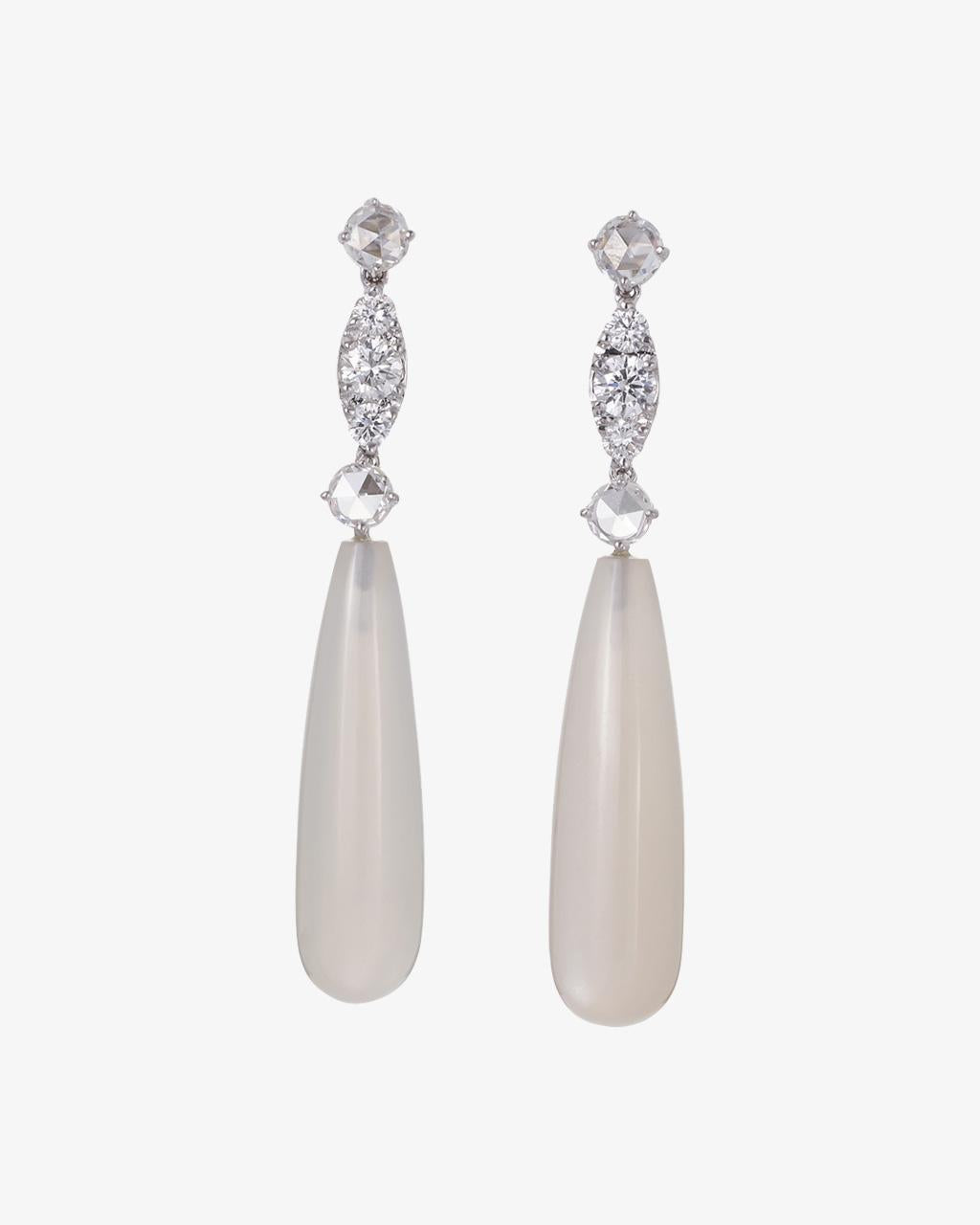 Moonstone and Diamond Earrings