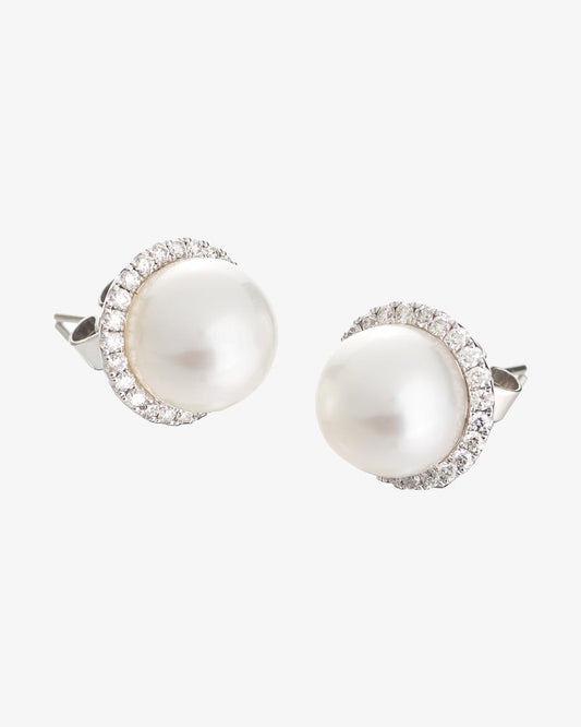 Pearl and Diamond Cluster Earrings