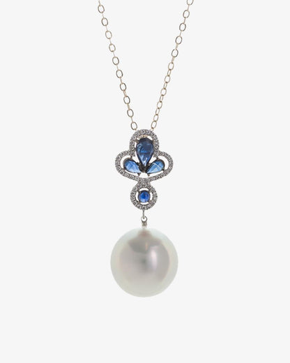 South Sea Pearl, Sapphire and Diamond Pendant