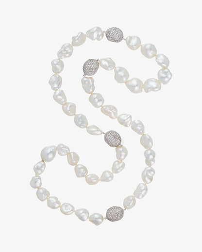 South Sea Keshi Pearl Necklace with Diamonds
