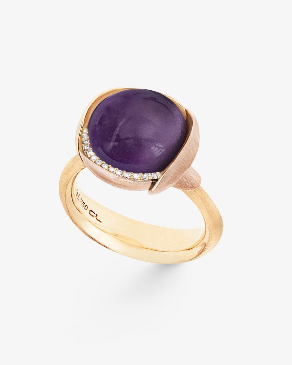 Ole Lynggaard 'Lotus' Amethyst & Diamond Ring - Size 3