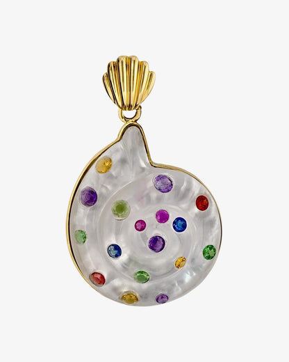 Mother of Pearl & Gem Snail Pendant