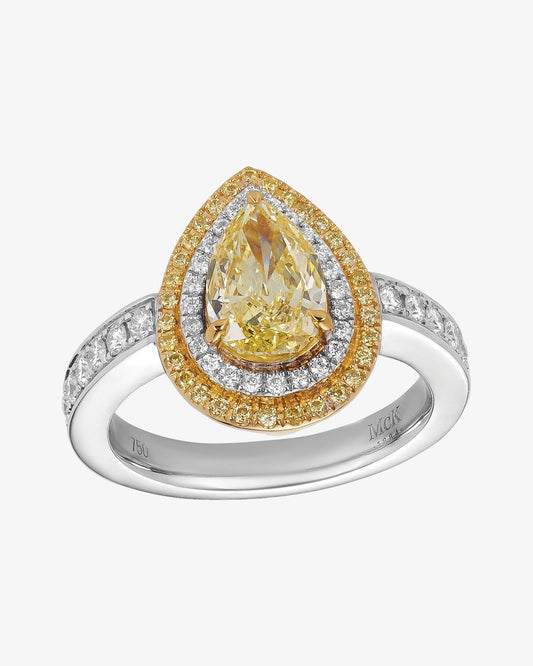 Pear Cut Fancy Yellow Diamond Ring