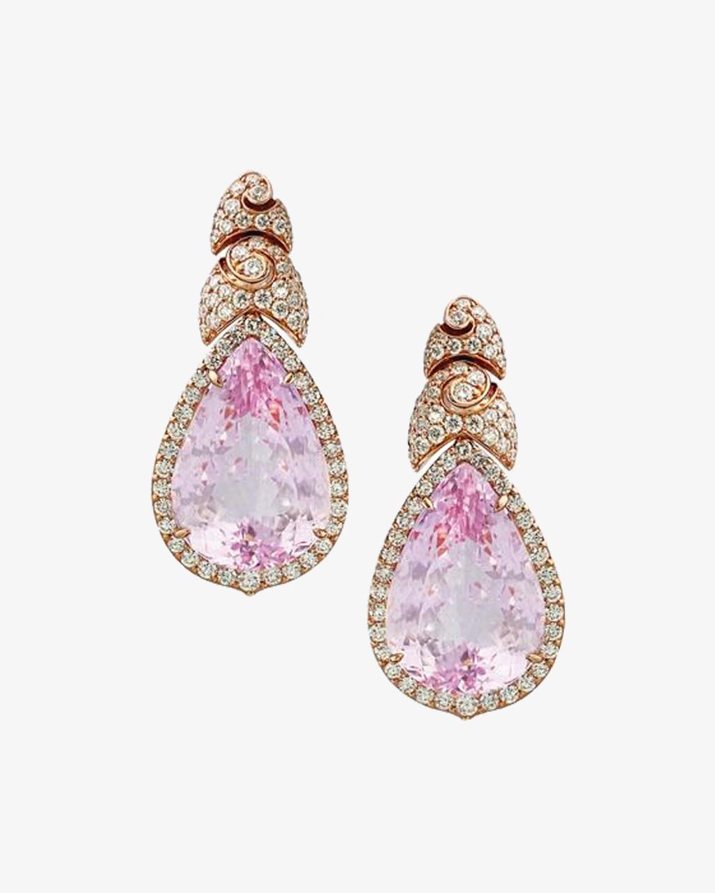 Kunzite and Diamond Earrings