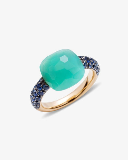 Pomellato Capri Collection Ring with Chrysoprase & Blue Sapphires