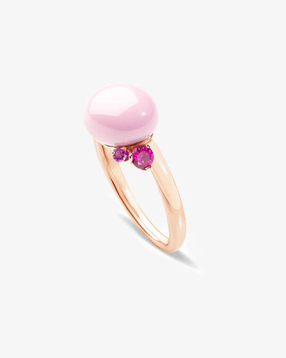 Pomellato Capri Collection Ring with Pink Ceramic & Ruby