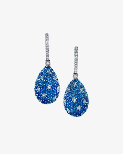 Diamond and Sapphire Drop Earrings