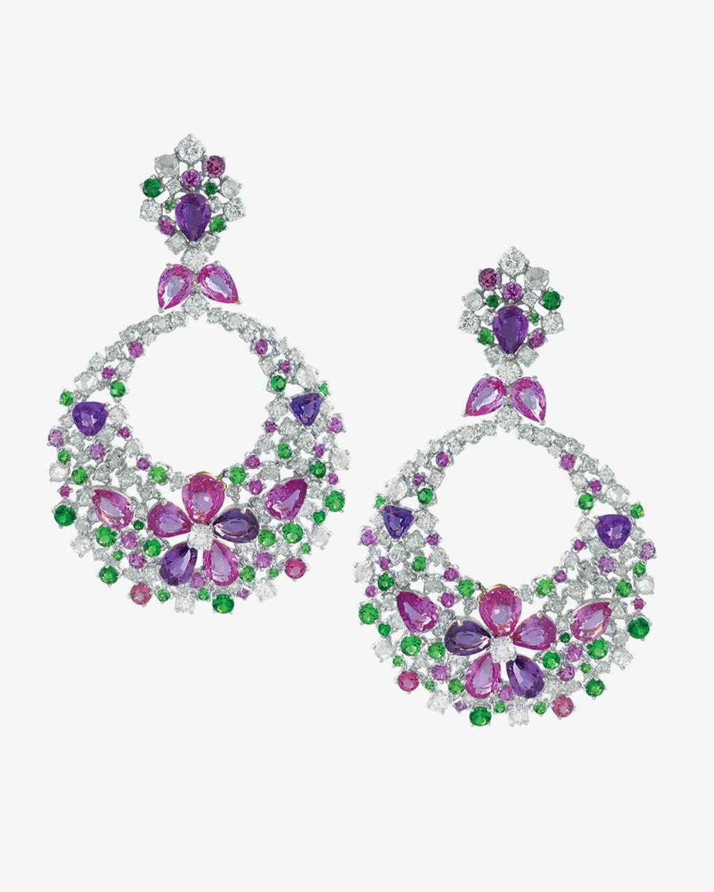 Multi-Coloured Gemstone Drop Earrings