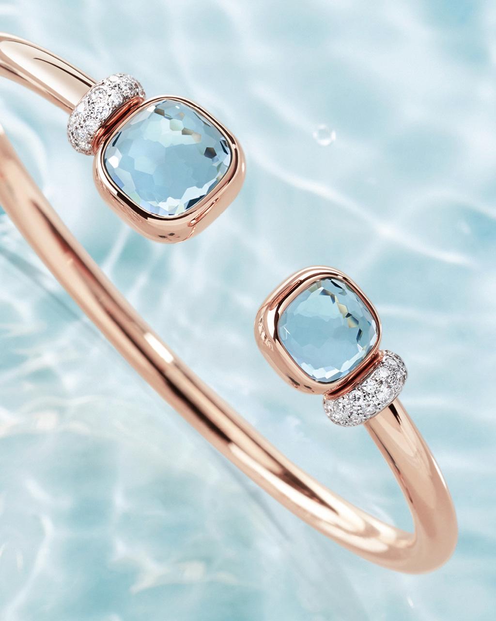 Pomellato Nudo Bangle with Sky Blue Topaz & Diamonds