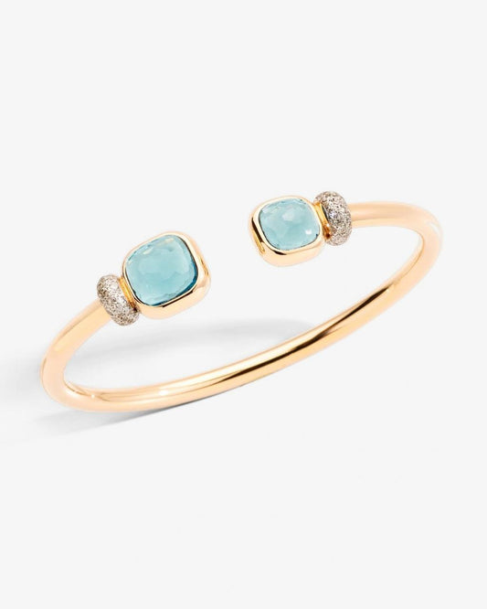 Pomellato Nudo Bangle with Sky Blue Topaz & Diamonds