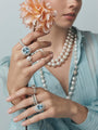 Oval Cut Aquamarine & Pavé Diamond Dress Ring