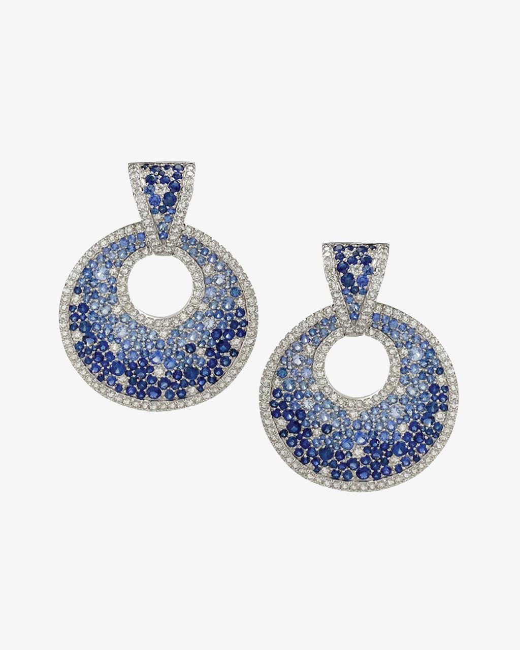 Sapphire & Diamond Disc Earrings