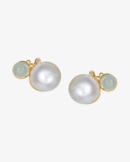 Ole Lynggaard 'BoHo' Pearl Earrings with Aquamarine & Diamond
