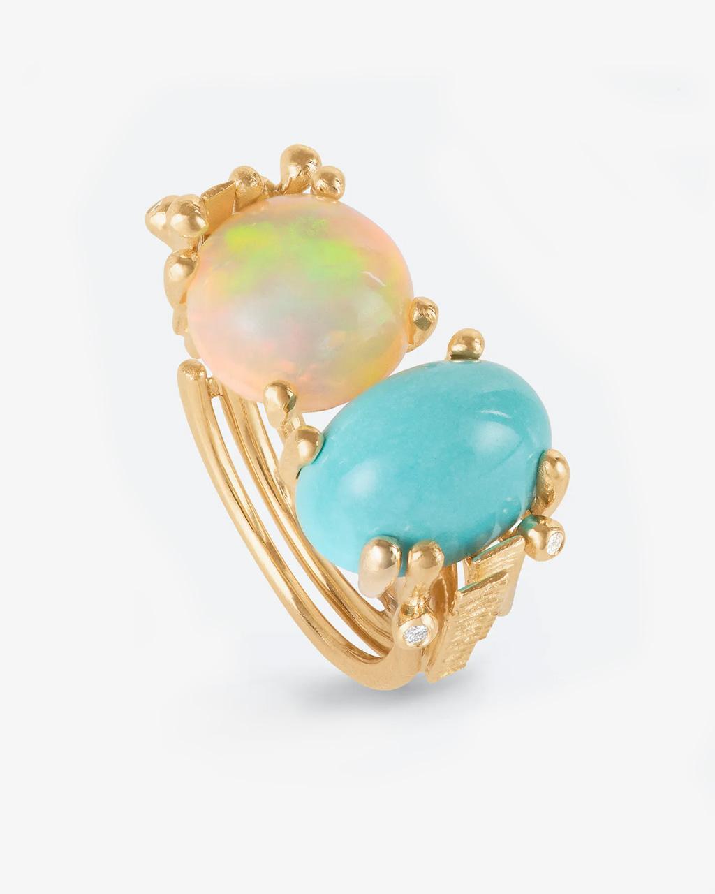 Ole Lynggaard 'BoHo' Ring with Turquoise, Opal, and Diamonds