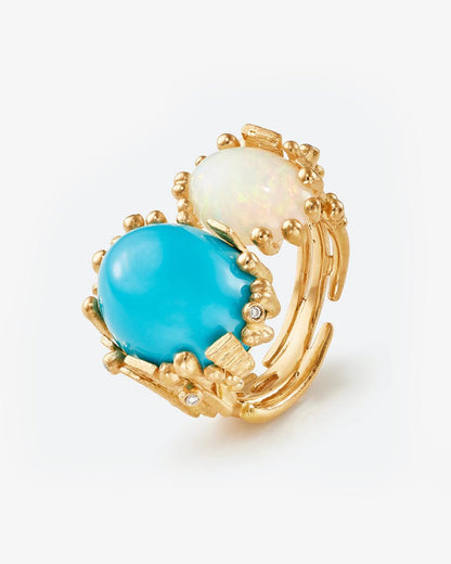 Ole Lynggaard 'BoHo' Ring with Turquoise, Ethiopian Opal, and Diamonds