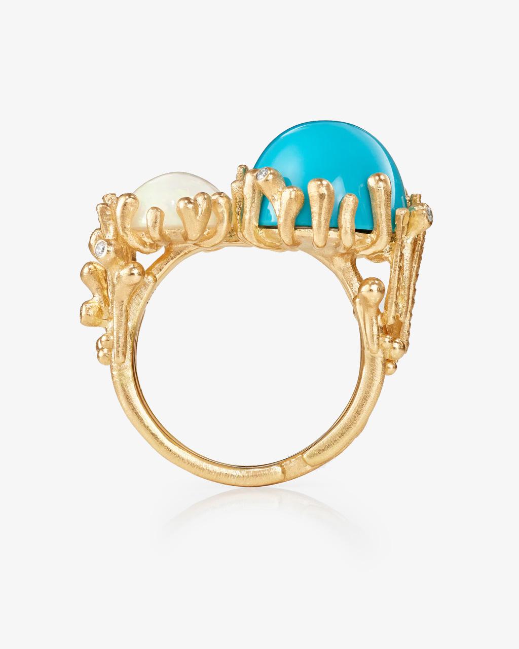 Ole Lynggaard 'BoHo' Ring with Turquoise, Ethiopian Opal, and Diamonds
