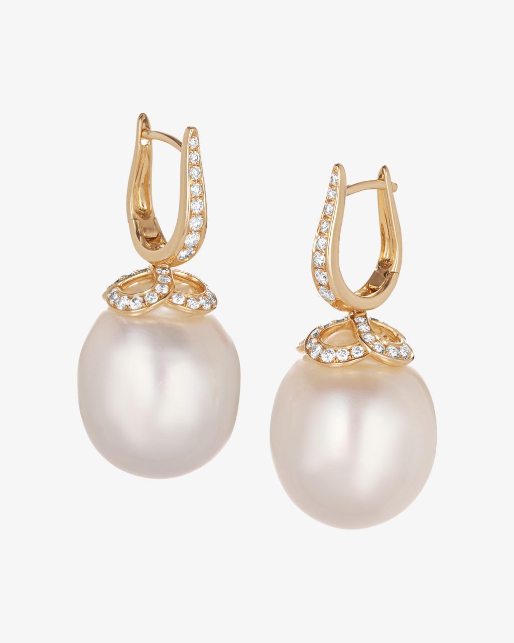 Pearl and Diamond Drop Earrings