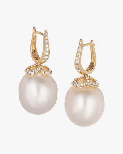 Pearl and Diamond Drop Earrings