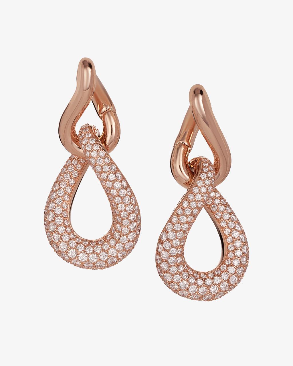 Twist Link Diamond Drop Earrings