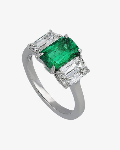ASHOKA® 1.76ct Diamonds and 1.48ct Emerald Trilogy Ring