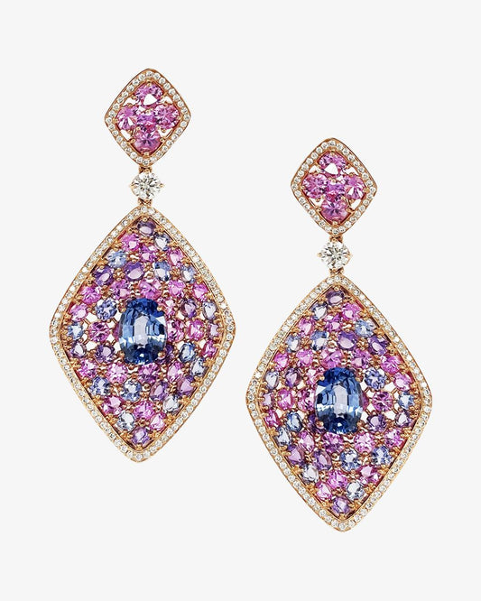 Tanzanite, Amethyst and Sapphire Drop Earrings