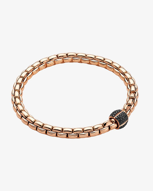 Fope 'Eka' Flex'it Bracelet with Black Diamonds in Rose Gold
