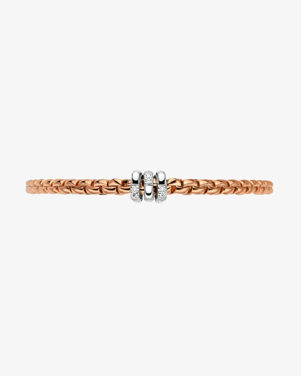 Fope 'Eka Tiny' Collection Flex'it Bracelet with Diamond Pave Rondelles