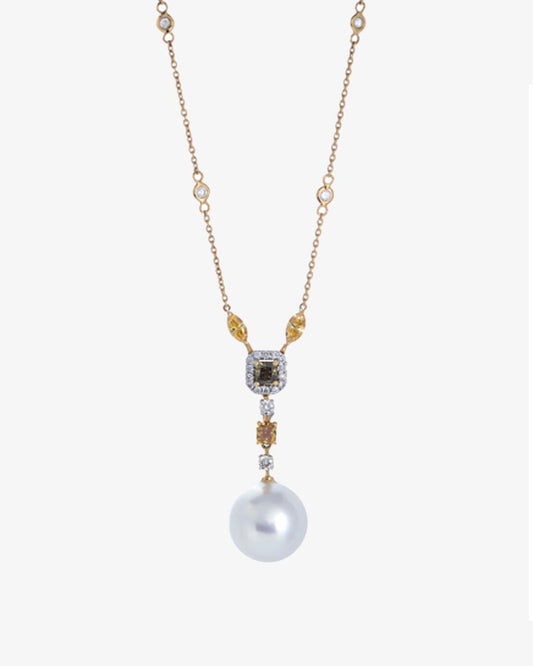 Fancy Diamond & Pearl Pendant