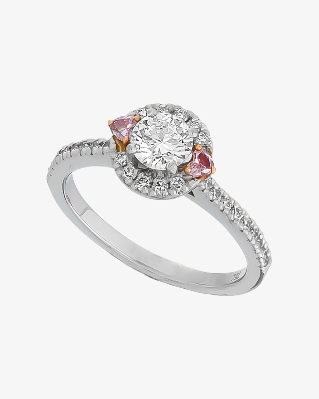 White & Pink Heart Diamond Ring