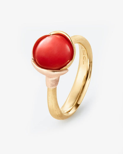 Ole Lynggaard 'Lotus' Red Coral Ring - Size 1