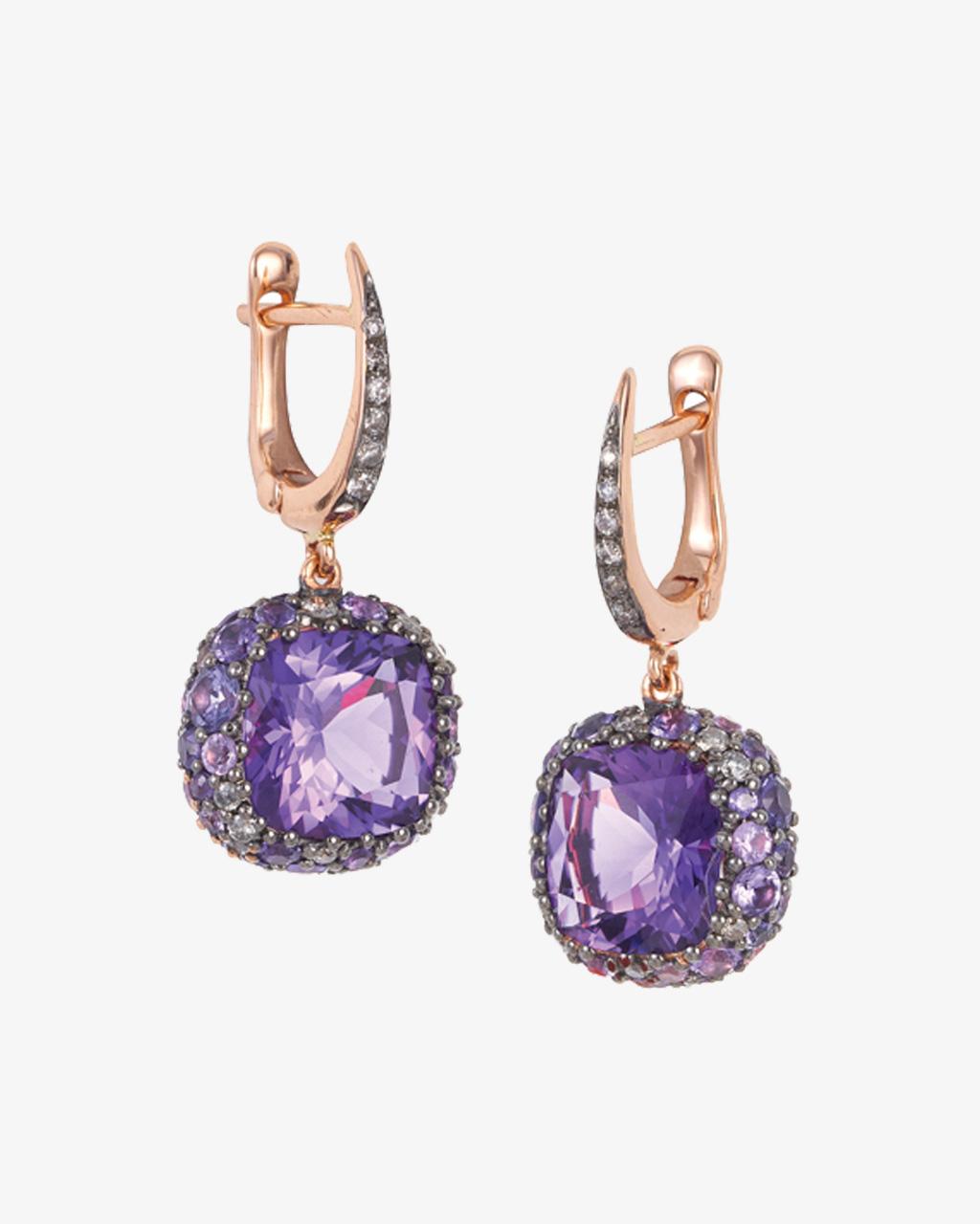 Amethyst, Purple Sapphire & Diamond Drops