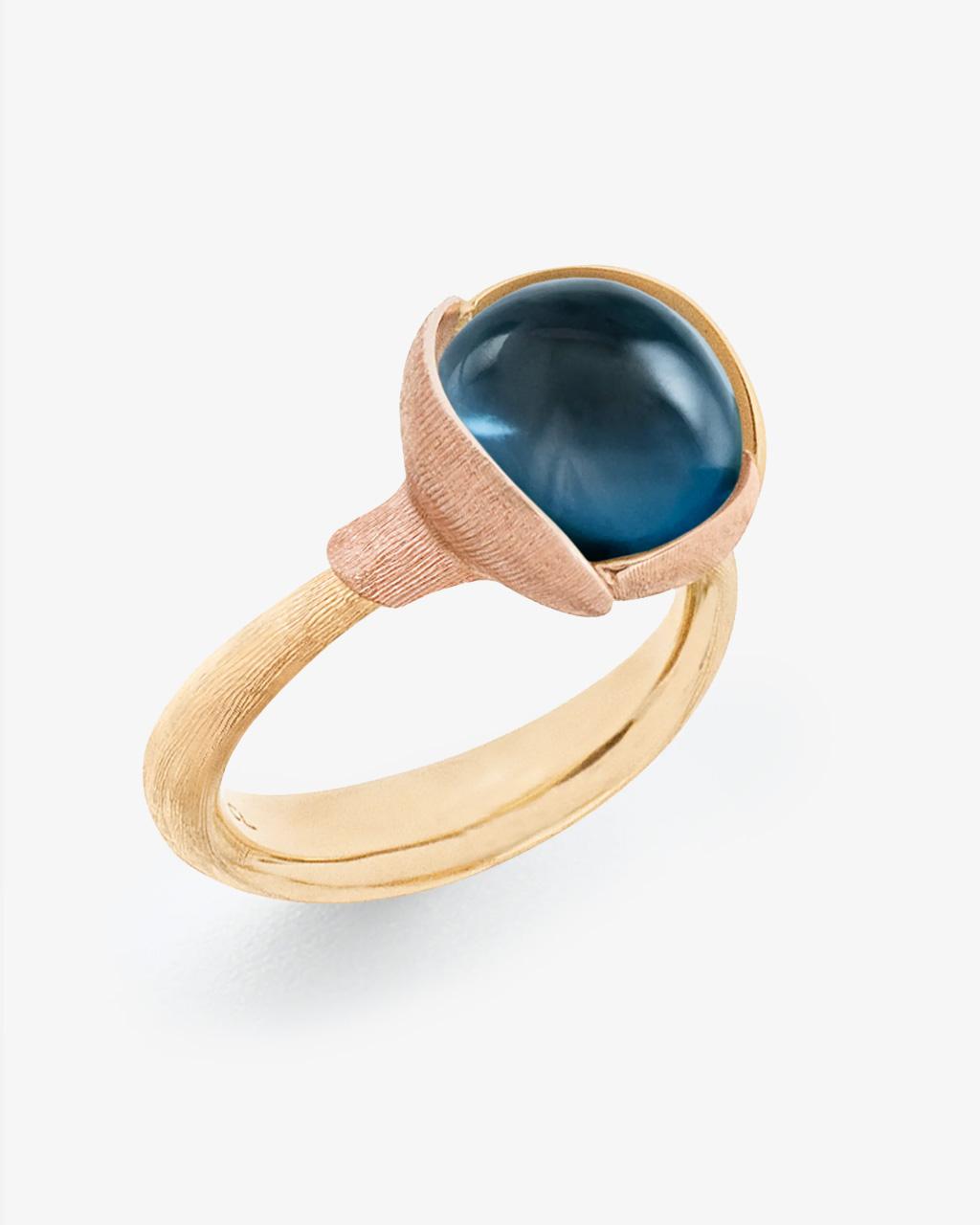 Ole Lynggaard 'Lotus' London Blue Topaz Ring - Size 1