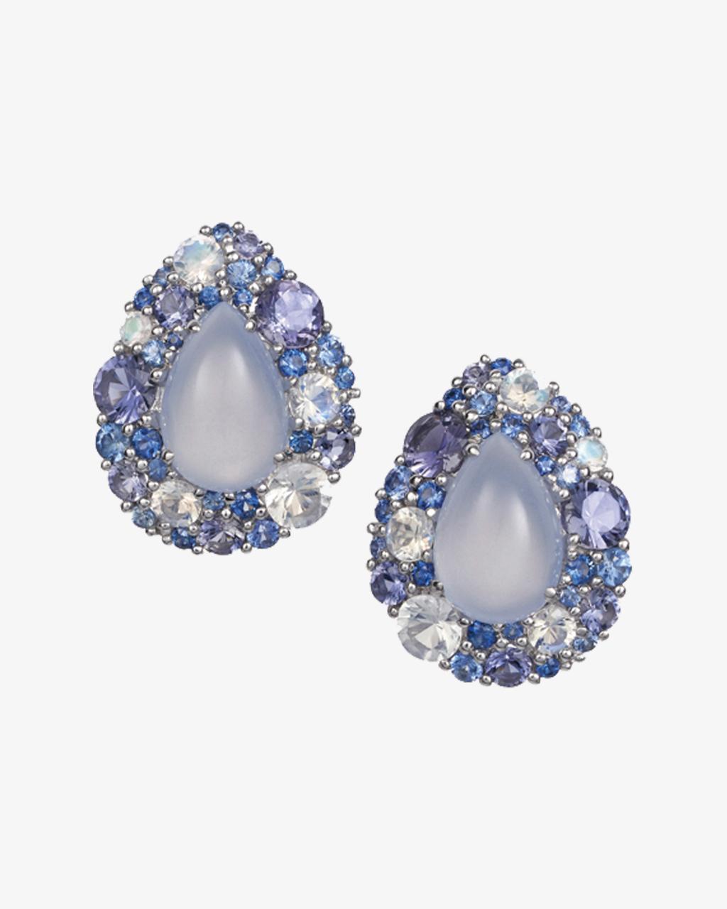 Isabelle Langlois Emotion Pear Chalcedony Stud Earrings