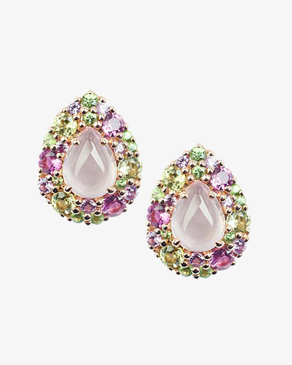 Isabelle Langlois Emotion Pear Pink Quartz Stud Earrings
