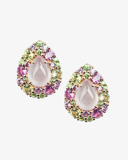 Isabelle Langlois Emotion Pear Pink Quartz Stud Earrings